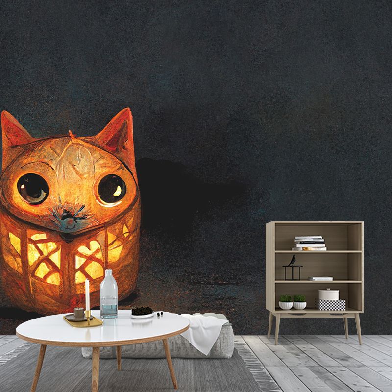 Halloween Pumpkin Pattern Wall Mural Moistureproof for Living Room and Bedroom Decoration