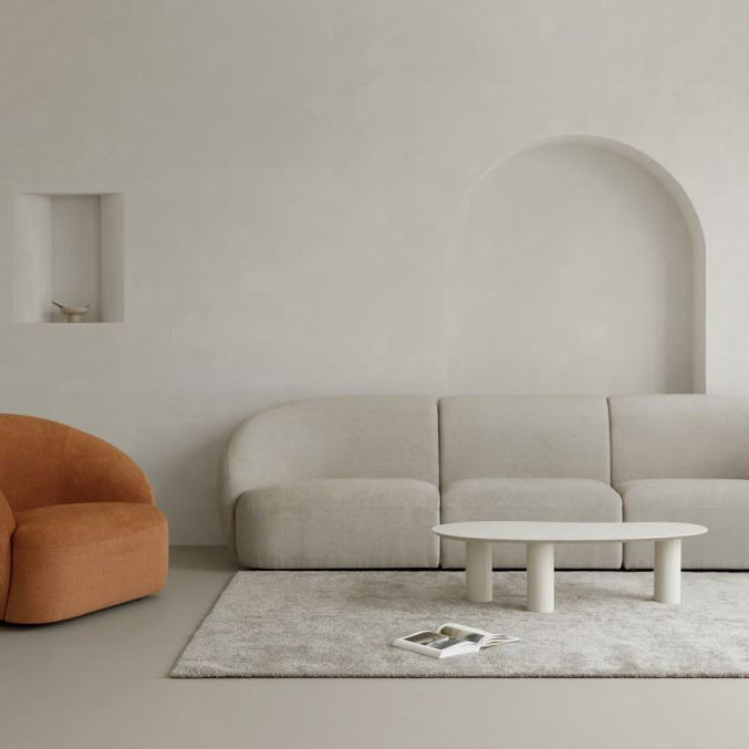 Minimalist Wood 3 Legs Coffee Table 13" H Cloud-Shaped Cocktail Table