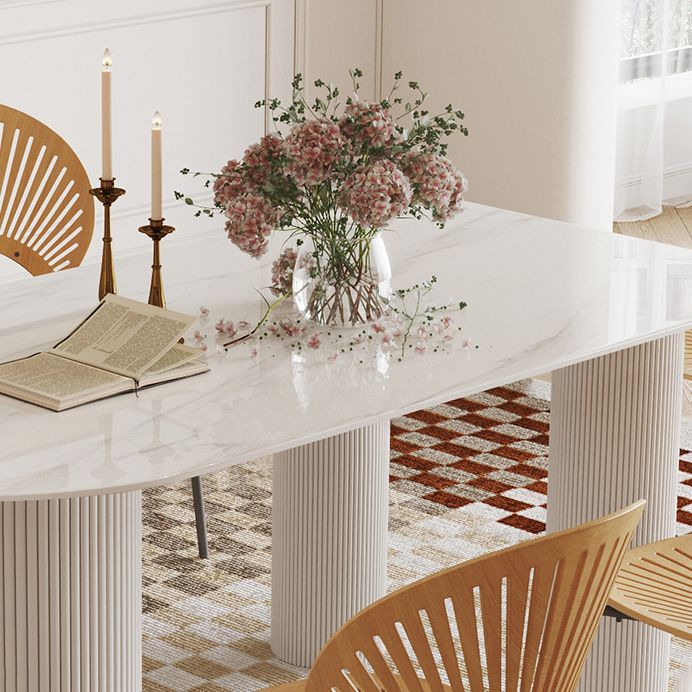 Minimalist White Dining Table Set 1/4/5/7 Pieces Home Table and Chairs