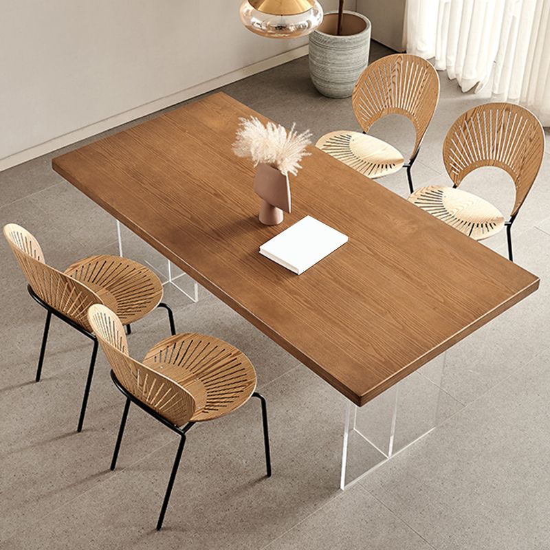 Simplicity Dinette Table Rectangle Solid Wood Dinner Table in Brown