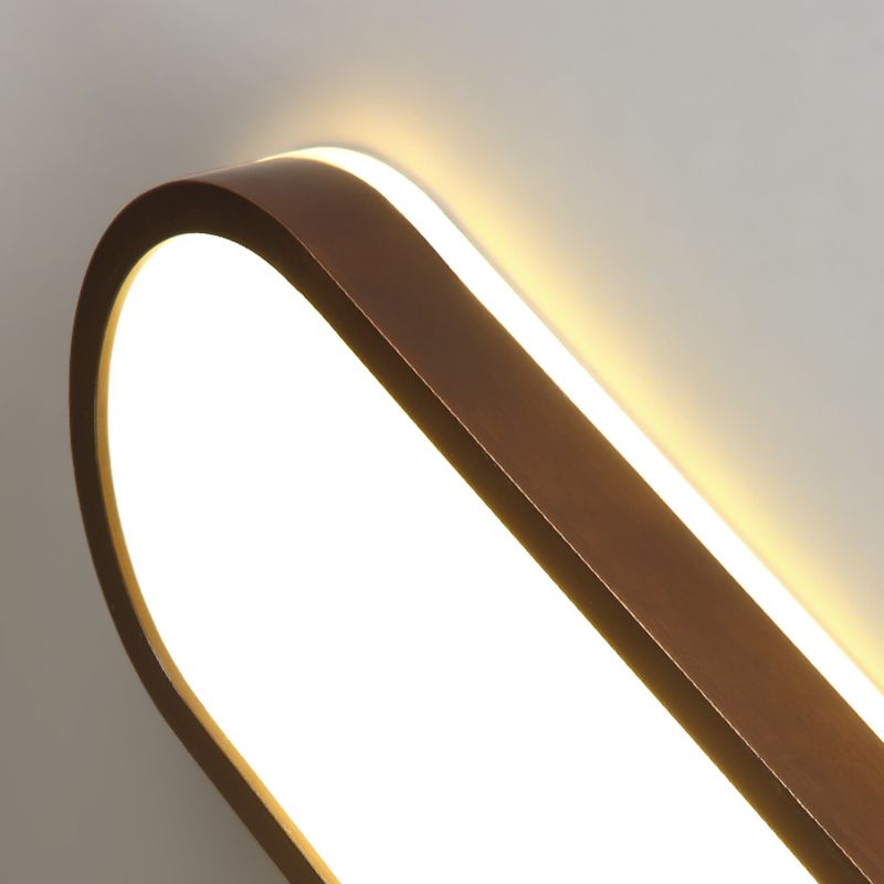 Oblong Surface Mounted Led Ceiling Light Simplicity Wooden Brown Flush Mount Light for Aisle