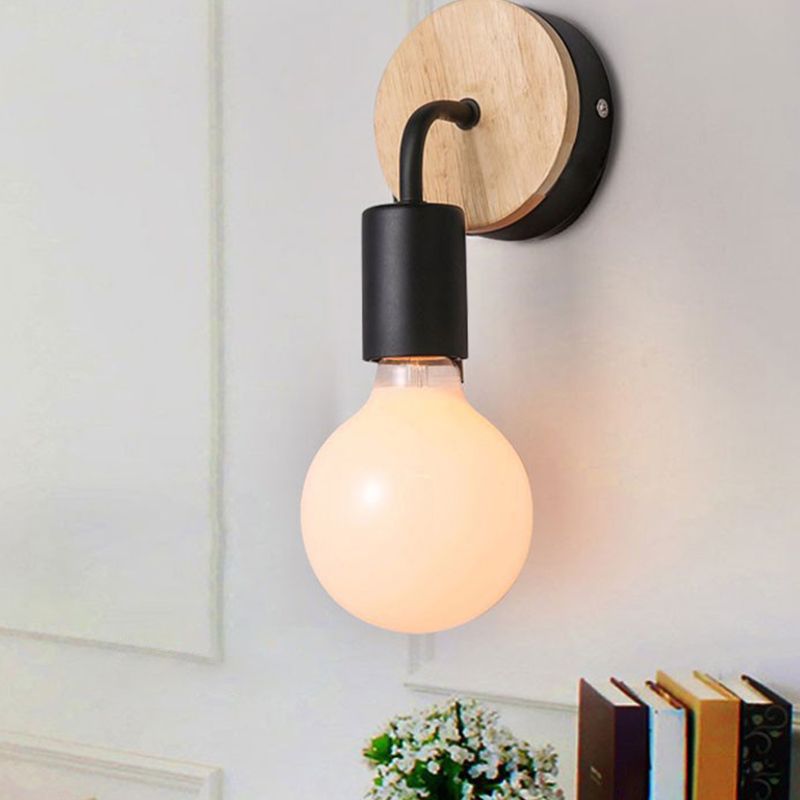 Nórdico estilo minimalista de lámpara de lámpara de madera 1 apliques de luz