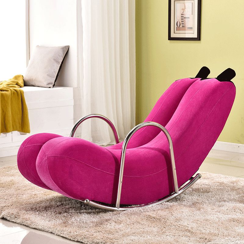 Upholstered Pure Color Rocking Chair Removable Cushions Rocker Chair for Drawing Room
