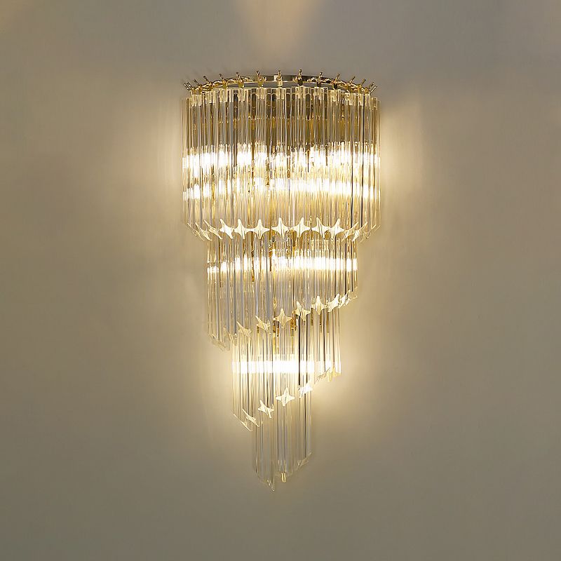 Unique Shade Crystal Wall Sconce Modern Multi-Lights Wall Mount Light Fixture in Gold