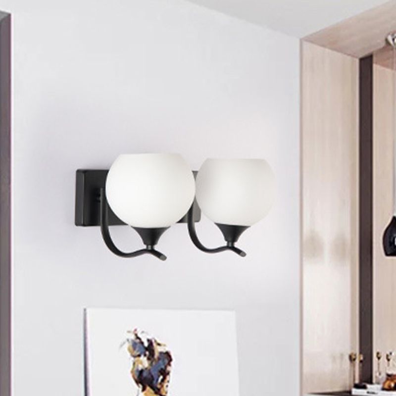 Modern Style Ball Shape Wall Light Glass Sconces in Black for Bedroom