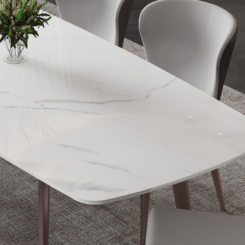 Mesa de comedor moderna resistente a los rasguños Mesa rectangular de piedra sinterizada con 4 patas Base