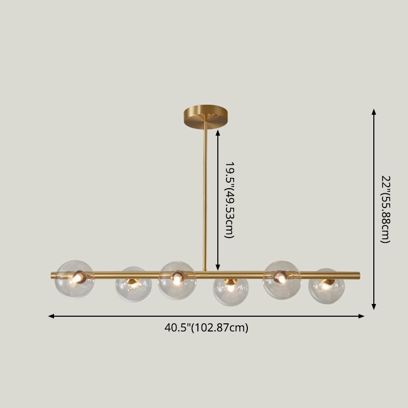 Minimalismo moderno Linear Linear Isola a sospensione illuminazione sferica a soffitto dell'isola di vetro per tavolo da pranzo