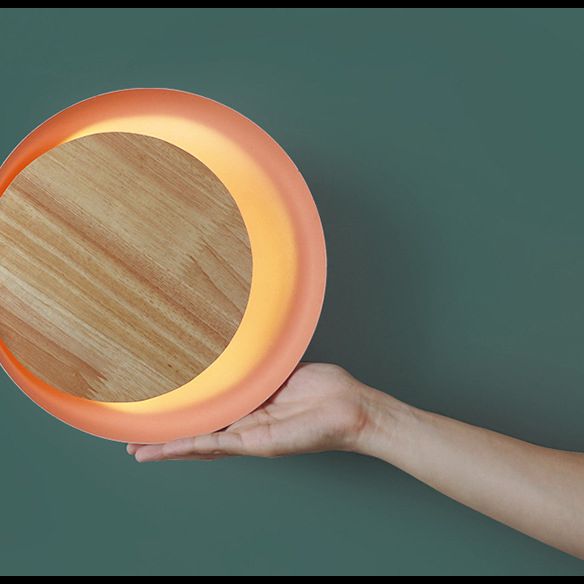 Éclairage d'applications à disque rond en bois de style minimaliste moderne 1 appliques lumineuses