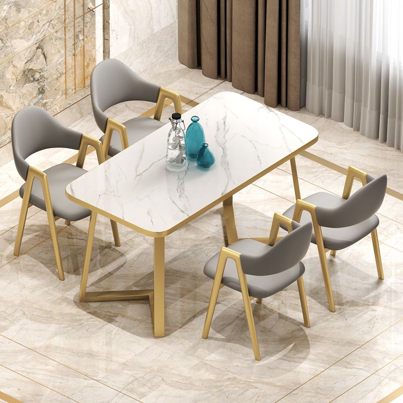 Standard Sintered Stone Top Dining Set with 2 Gold Metallic Legs for Dining Furniture