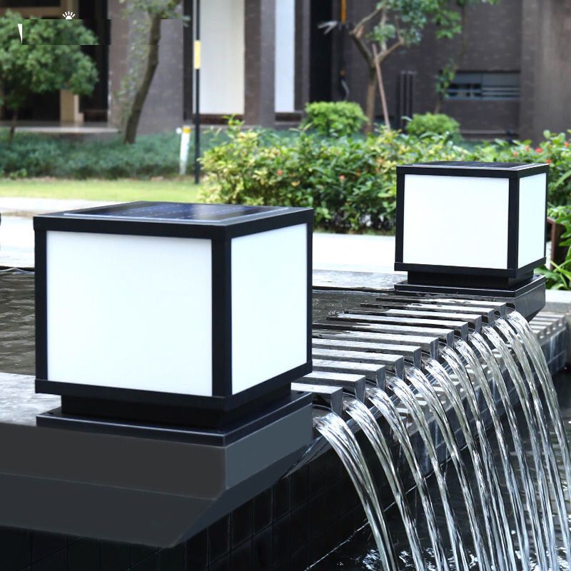 Nordic Style Acrylic Shade Outdoor Light Solar Energy Pillar Lamp for Outdoor