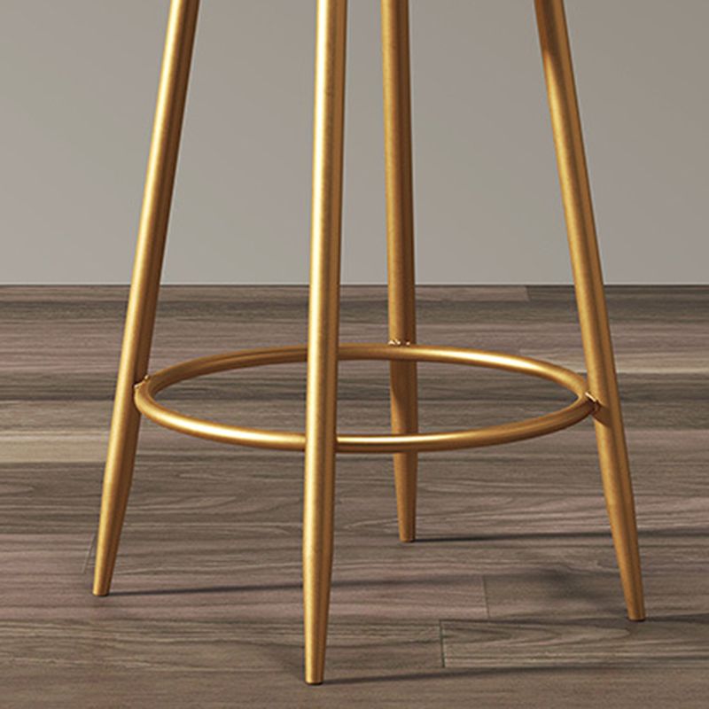 Glam Style Counter Stool Upholstered Living Room Bar Stool with Gold Frame