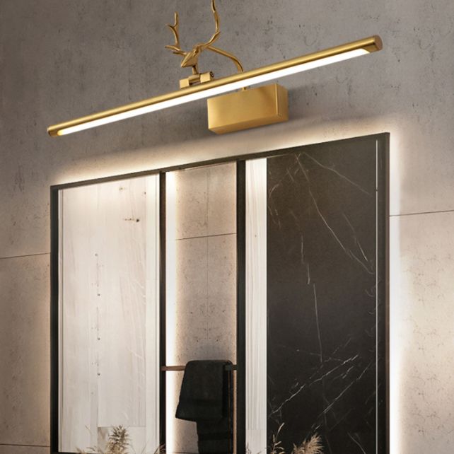 Kopergouden LED -wandwandeling in moderne creatieve stijl acryl lineair wandlicht met gewei decoratie