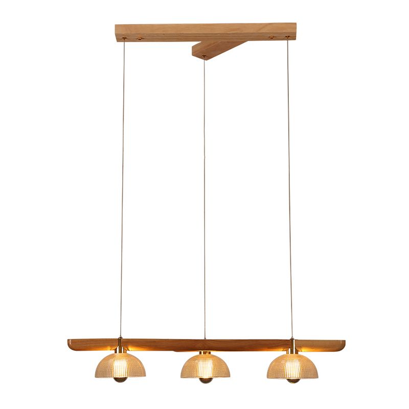 Modern Style Dome Island Lights Wooden 3-Light Pendant Lights