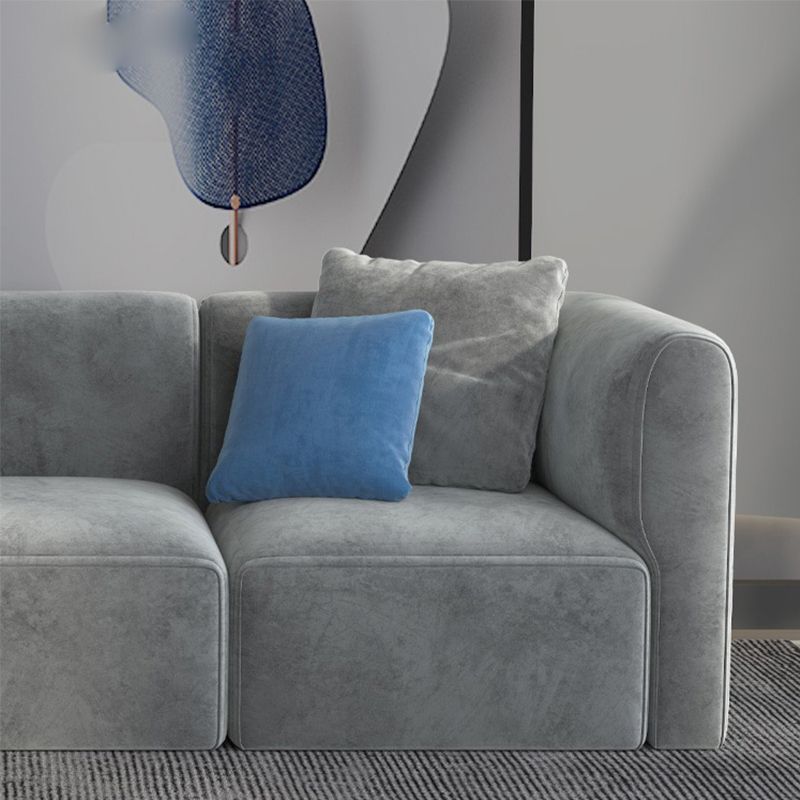 Nordic Gray Living Room Modular Gray Upholstery Square Arm Sofa