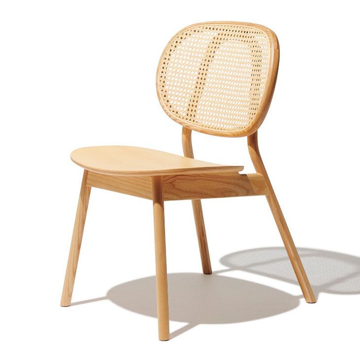 Contemporary Rattan Dining Chair Open Back Dining Side Furniture in Matte Finish