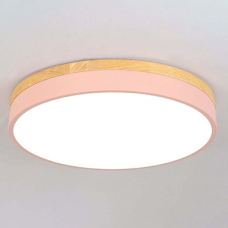 Plafonnier encastré à 1 lumière à abat-jour rond, de style simple et moderne