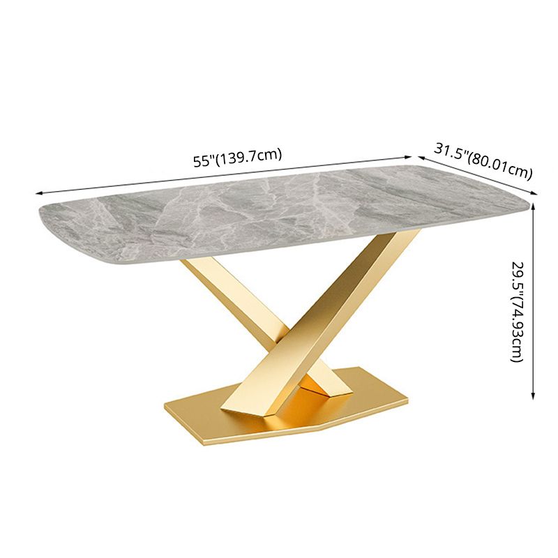 Modern Style Sintered Stone Kitchen Set with Table and Upholstered Chairs