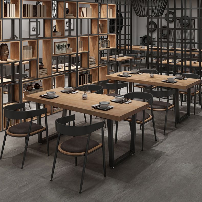 Industrial Style Solid Wood Dining Table Brown Rectangle Sled Base Table for Dinning Room