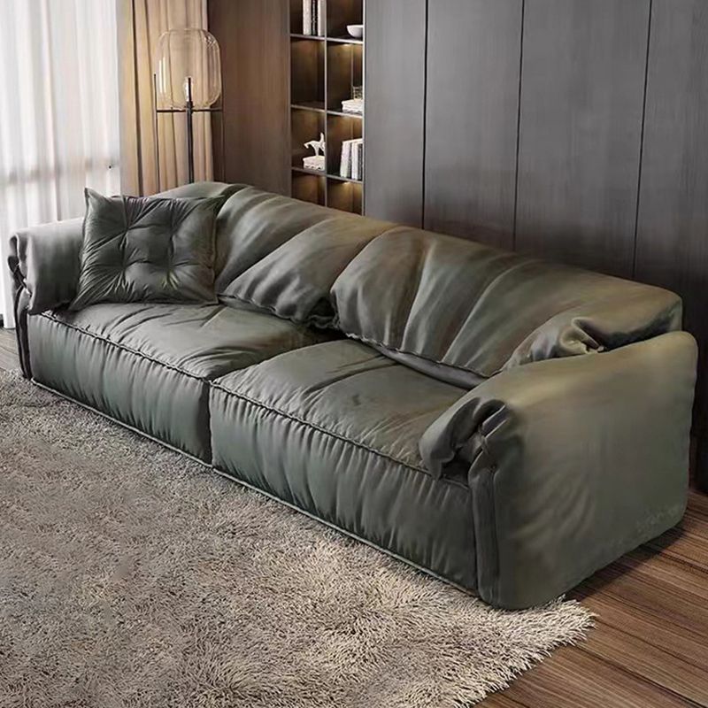 Modern Faux Leather Living Room Pillow Top Arm Sewn Pillow Back Seating