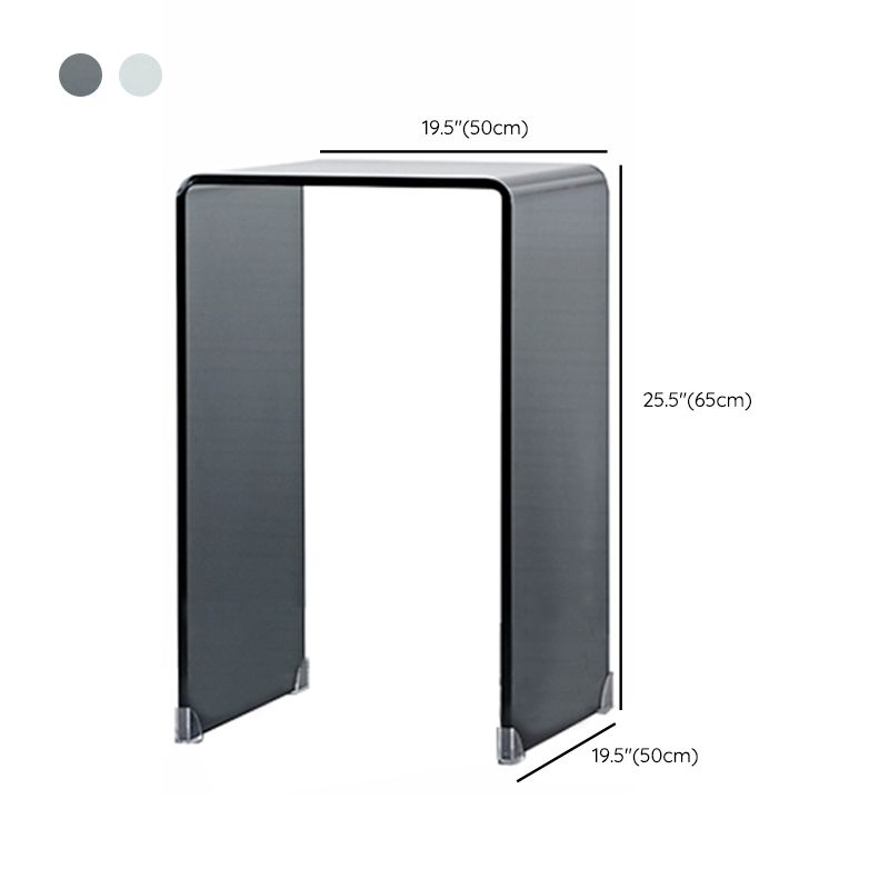 Modern Glass Sled Side End Table Minimalist Square Corner Table