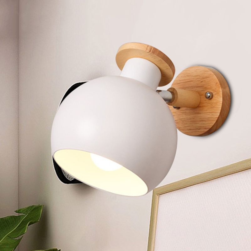 Rotatable Metal Spherical Sconce Light Kindergarten 1 Light Macaron Wall Lamp