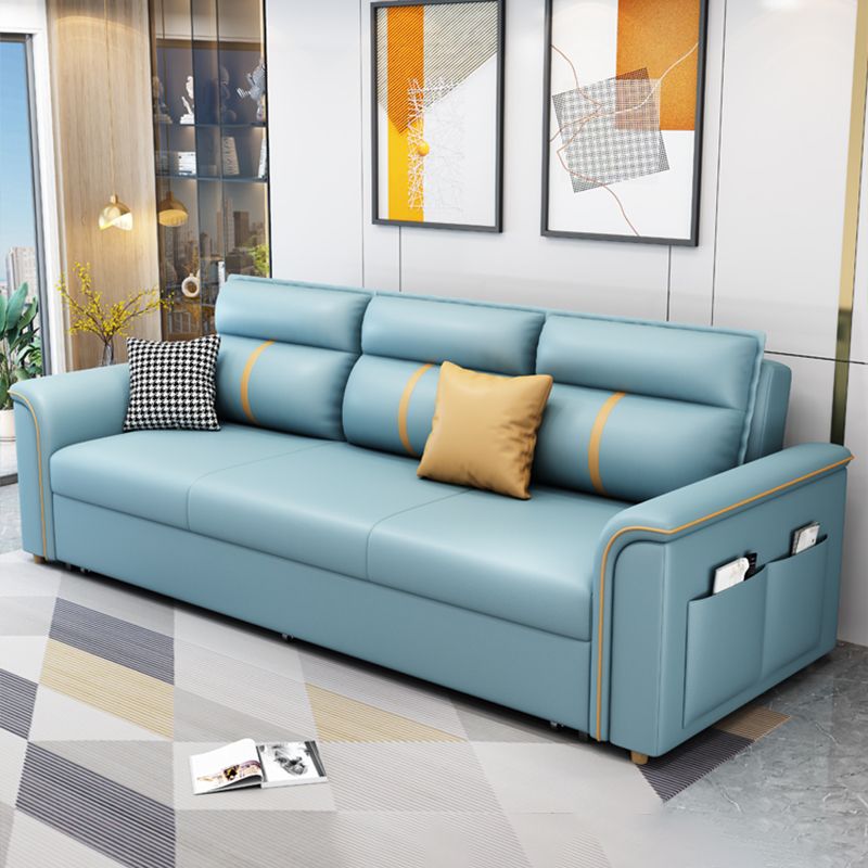 Blue Upholstered Sleeper Sofa 32.67" Tall Sofa Bed with Storage