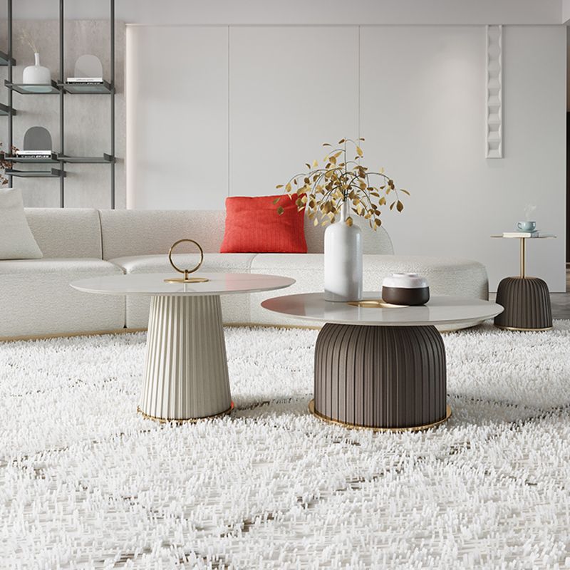 Modern Style Ceramic Veneer Material Design Coffee Table with Circular Shape