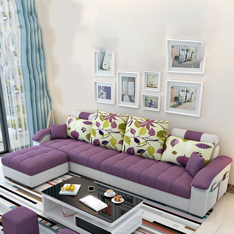 Modern L-Shape Sectionals 31.5"H High Back Sofa with Storage