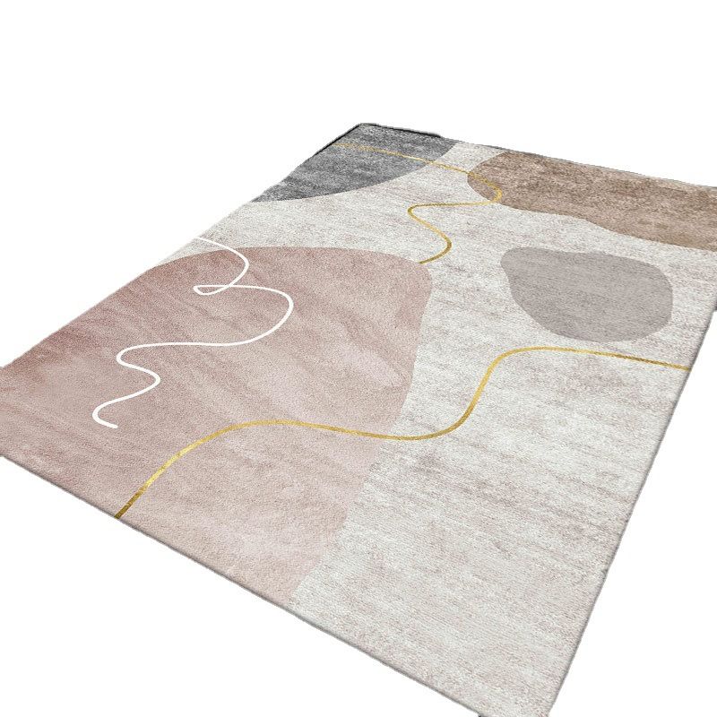 Beige Nordic Carpet Polyester Color Piece Area Rug Stain Resistant Rug for Sitting Room