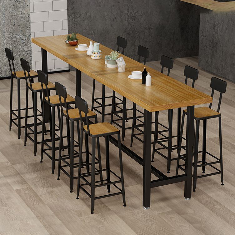 Cafe Modern Solid Wood Bistro Table Rectangle Footrest Trestle Pub Bar Table