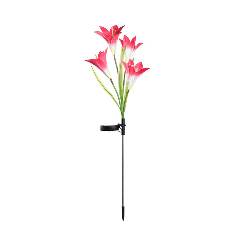 Contemporary Lily Bouquet Solar Ground Light Plastic 4 Bulbs Garden LED Stake Lighting