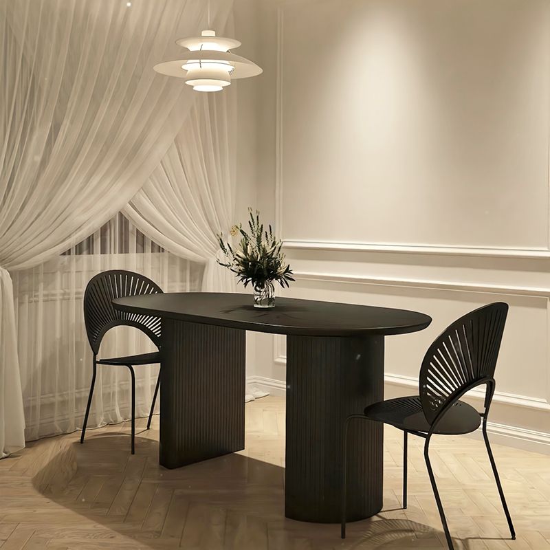 Oval Dining Room Table Modern Black Double Pedestal Dinner Table