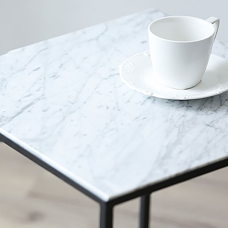 Glam Frame Coffee Table Slate Square Cocktail Table for Living Room