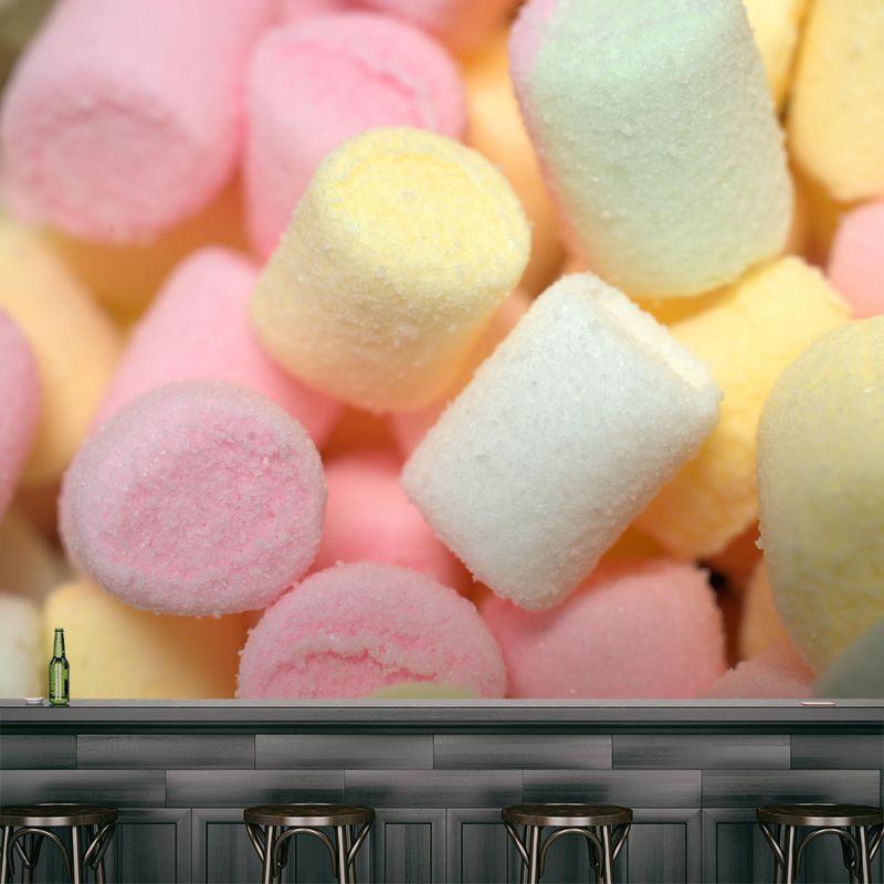 Modern Mural Dessert with Marshmallow Wall Decor Environment Friendly for Dessert Shop