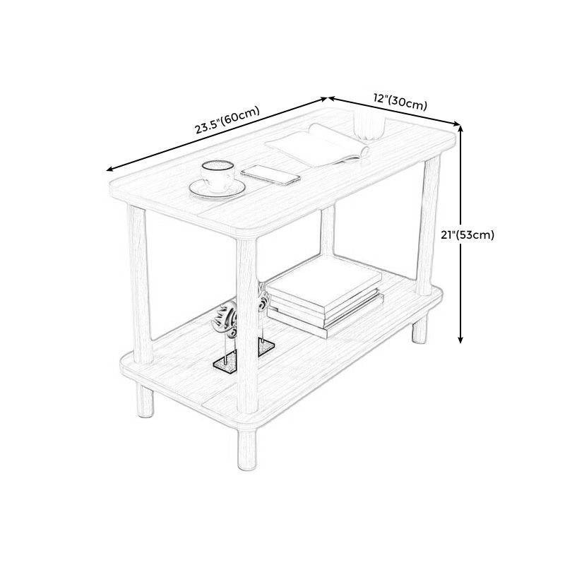 Double Tier End Table with Shelf Modern Sofa Side Table for Living Room