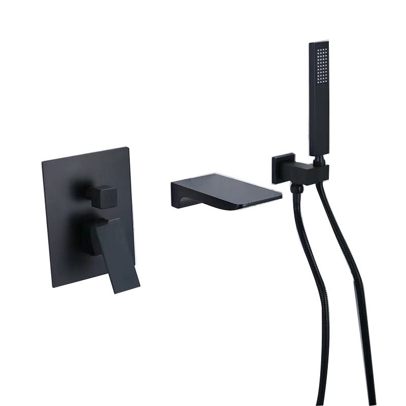 Modern Brass Faucet Swivel 1-Handle and 4-Hole Wall Mounted Tub Spout Trim