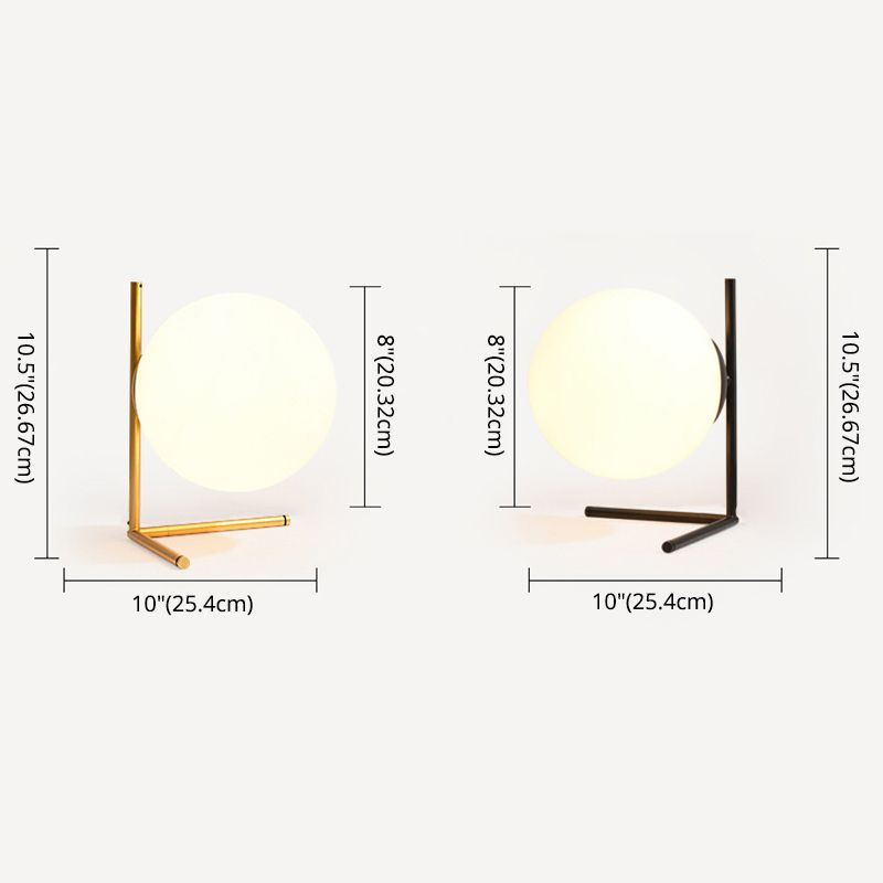 Lampada da tavolo minimalista in vetro bianco globo Lampada da comodino in stile nordico da 9,8 pollici per camera da letto