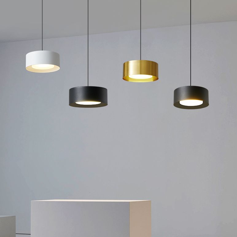 Simplicity Drum Shaped Hanging Pendant Light Metal LED Bedroom Down Lighting Pendant