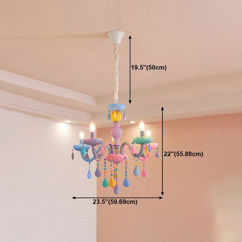 Nordic Multi Head Candle Chandelier Macron Metal Metal Chandelier Lighting Fixtures pour chambre à coucher
