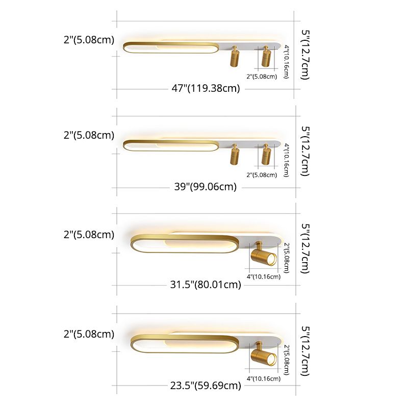 Indoor LED Semi flush plafond licht in moderne eenvoud metalen plafond armatuur met Oblong acryl schaduw