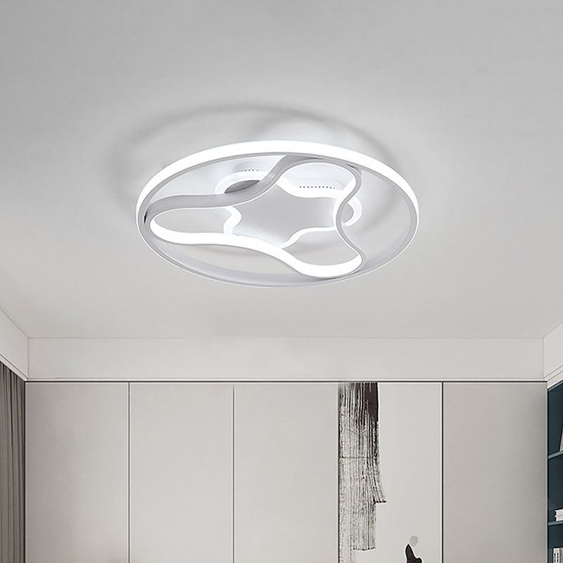 Fidget Spinner Shaped Flush Mount Minimalist Iron White 18"/21.5" Wide LED Ceiling Lighting in Warm/White Light