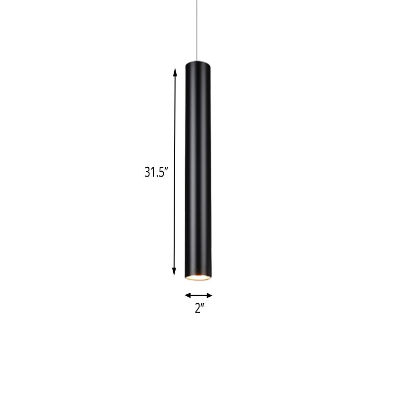 11"/19"/27" Height Cylinder Aluminum Pendant Lighting Minimalist Black LED Light for Dining Room in Warm/White