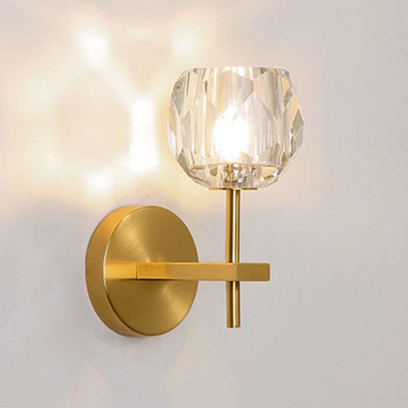 Mid-Century Armed Wall Lighting Ideas 1 Light Wall Sconces with Crystal Shade