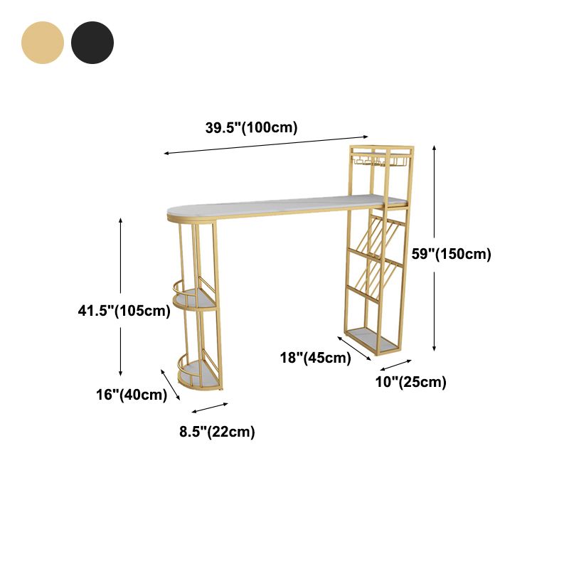 Wine Rack Modern Bistro Bar Desk Marble Sled Bar Height Indoor Cocktail Table