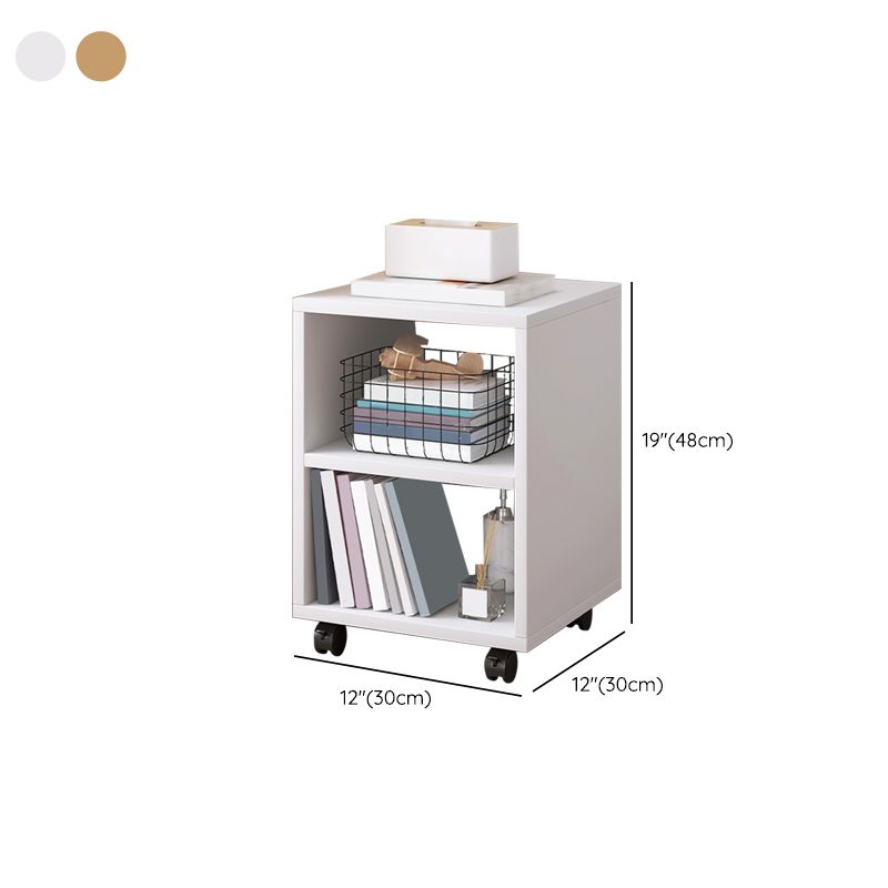 Modern Style Bookshelf Wooden Open Back Bookcase with Caster Wheels for Home