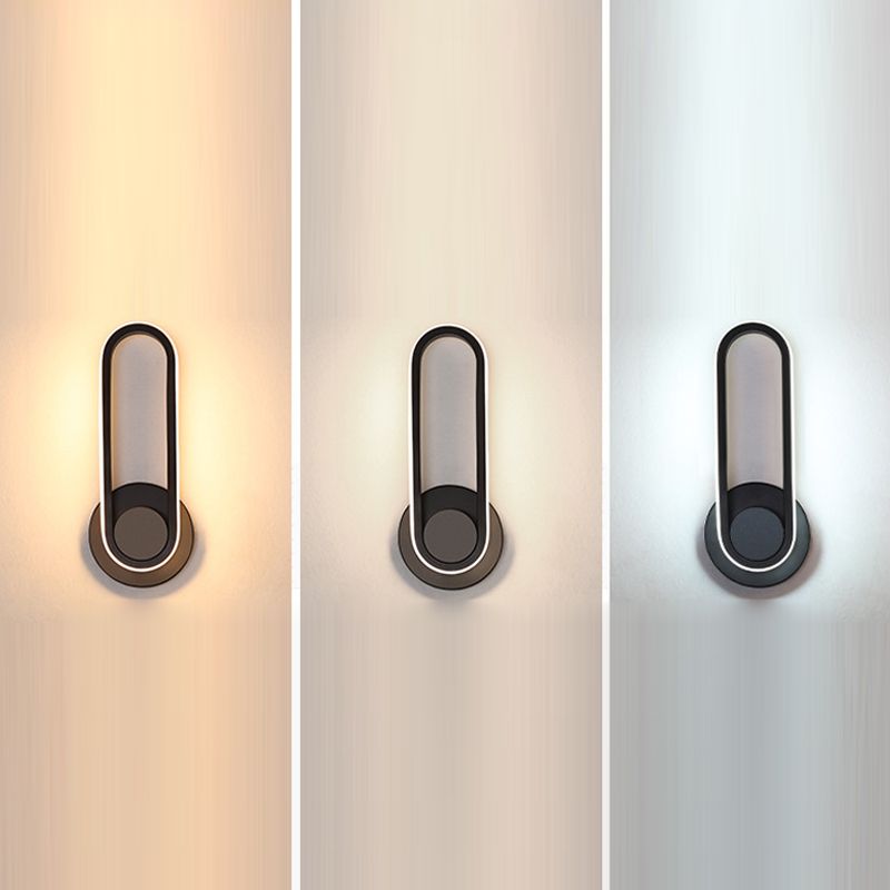 Nordic Style Metal Rotatable Wall Light Oval LED Wall Sconce for Living Room