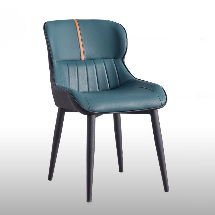 Leather Dining Side Chair Modern Indoor Wingback Chair with Black Legs