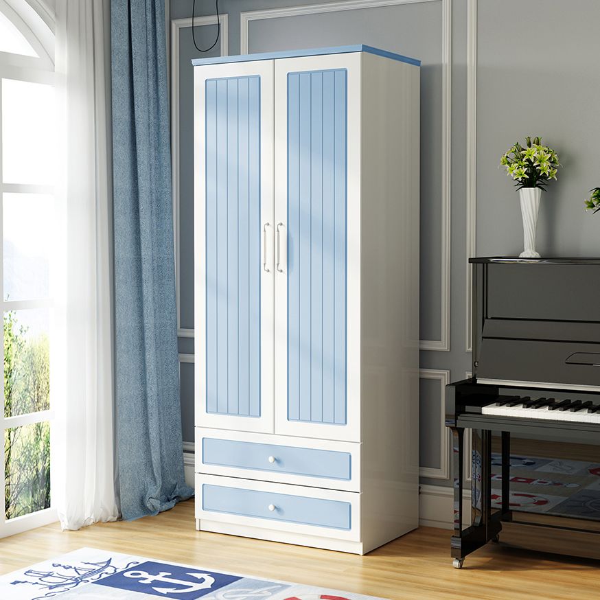 Contemporary Style Wardrobe Wood 2-Drawer Wardrobe Closet for Bedroom
