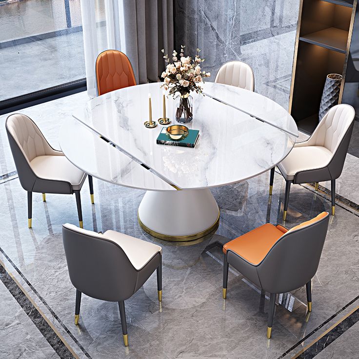 Modern Stone Foldable Dining Table Metal Base for Dining Room