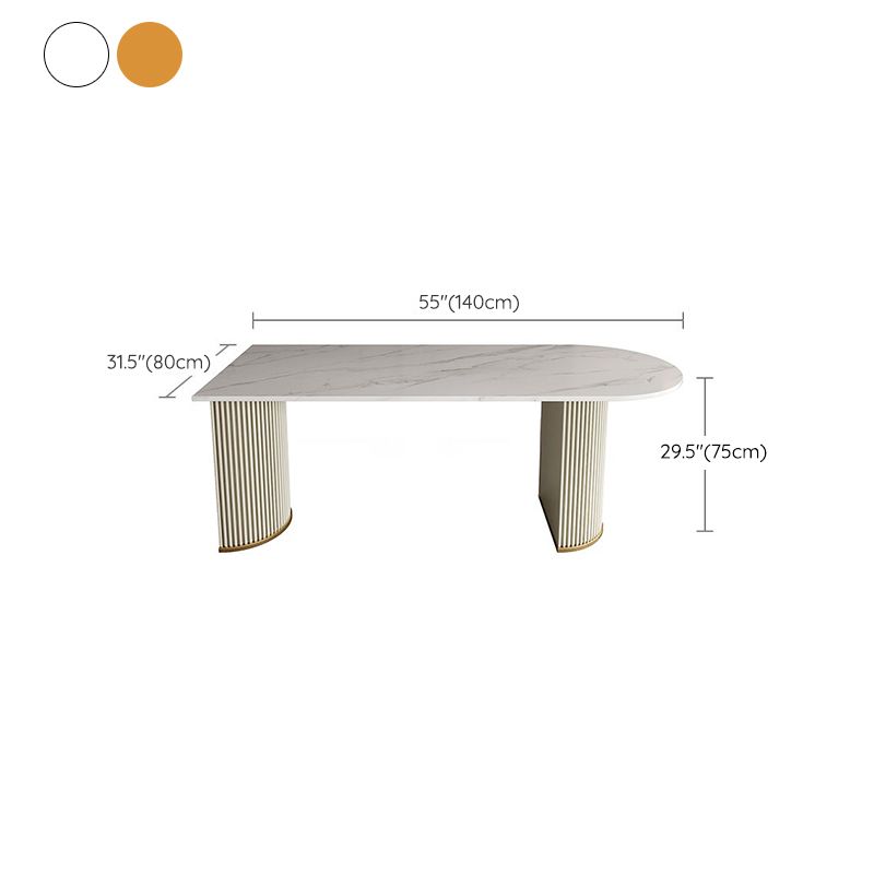 Sintered Stone Fixed Dining Table Luxury Free Form Dining Room Desk